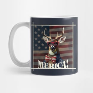 Funny Patriotic Deer MERICA! Happy Birthday America! Mug